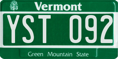 VT license plate YST092