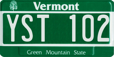 VT license plate YST102