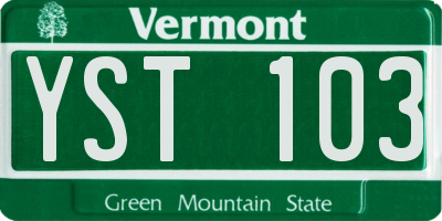 VT license plate YST103