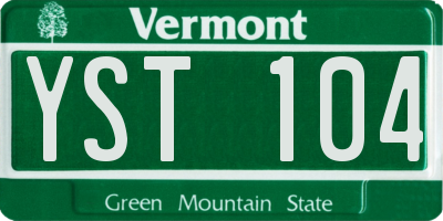 VT license plate YST104