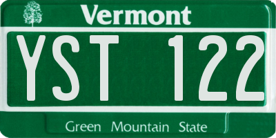 VT license plate YST122