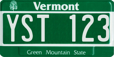 VT license plate YST123