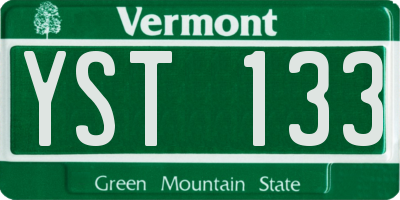 VT license plate YST133