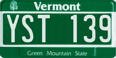 VT license plate YST139