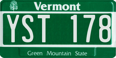 VT license plate YST178