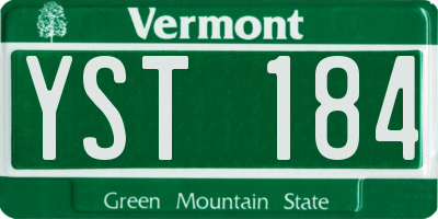 VT license plate YST184
