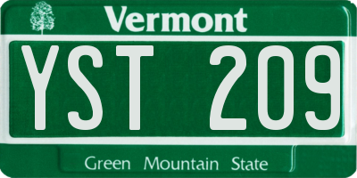 VT license plate YST209