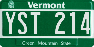 VT license plate YST214