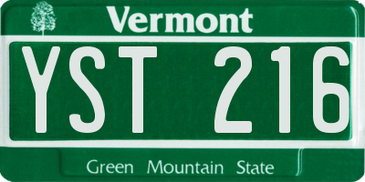 VT license plate YST216