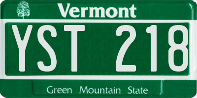 VT license plate YST218