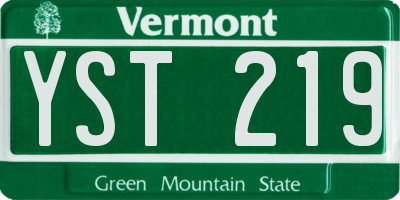VT license plate YST219