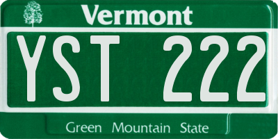 VT license plate YST222
