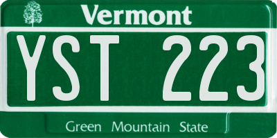 VT license plate YST223