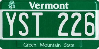 VT license plate YST226