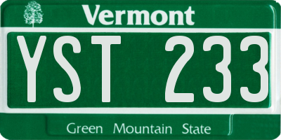 VT license plate YST233