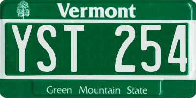 VT license plate YST254