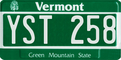 VT license plate YST258