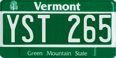 VT license plate YST265