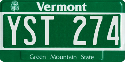 VT license plate YST274