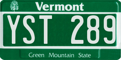 VT license plate YST289