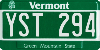 VT license plate YST294