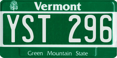 VT license plate YST296