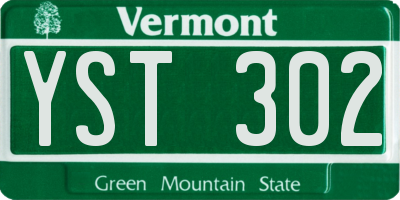 VT license plate YST302