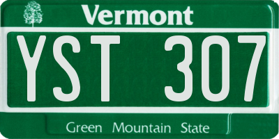VT license plate YST307