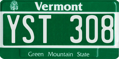 VT license plate YST308