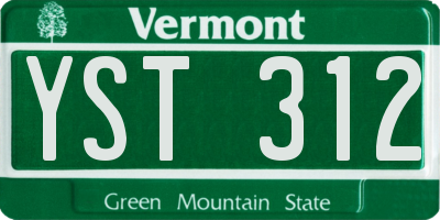 VT license plate YST312