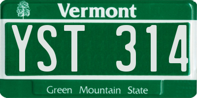 VT license plate YST314