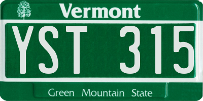 VT license plate YST315