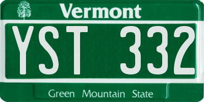 VT license plate YST332