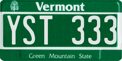 VT license plate YST333