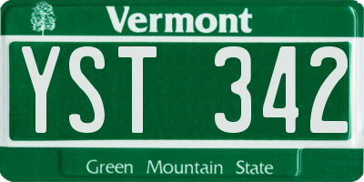 VT license plate YST342