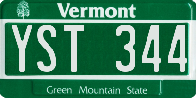 VT license plate YST344