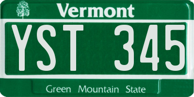 VT license plate YST345