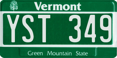 VT license plate YST349
