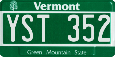 VT license plate YST352