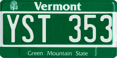 VT license plate YST353