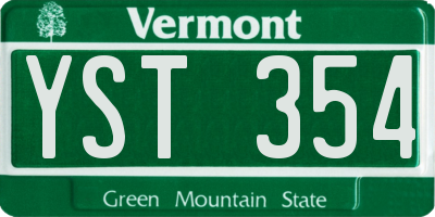 VT license plate YST354