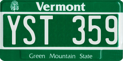 VT license plate YST359