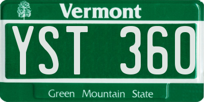 VT license plate YST360