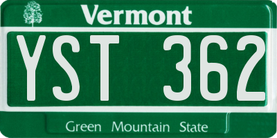 VT license plate YST362