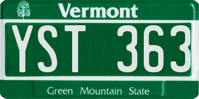 VT license plate YST363