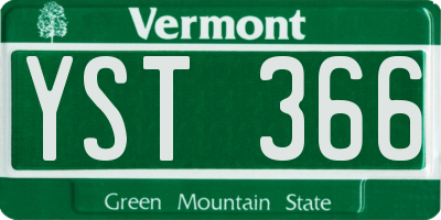 VT license plate YST366