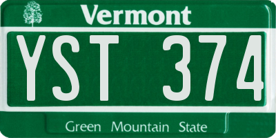 VT license plate YST374