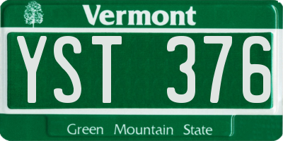 VT license plate YST376