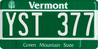 VT license plate YST377