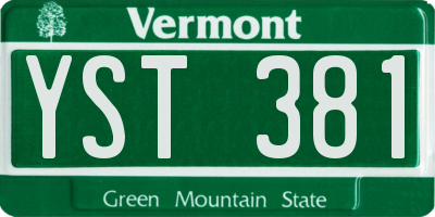 VT license plate YST381